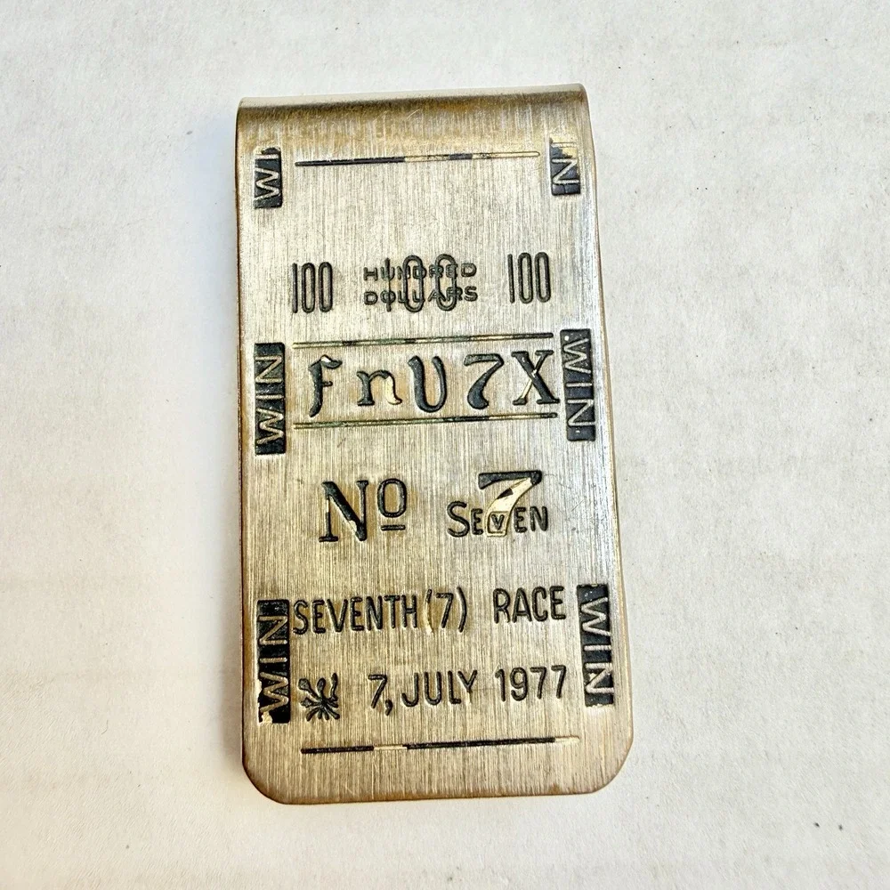Vintage Horse Racing Money Clip $100 No. Seven July 7, 1977 FNU7X